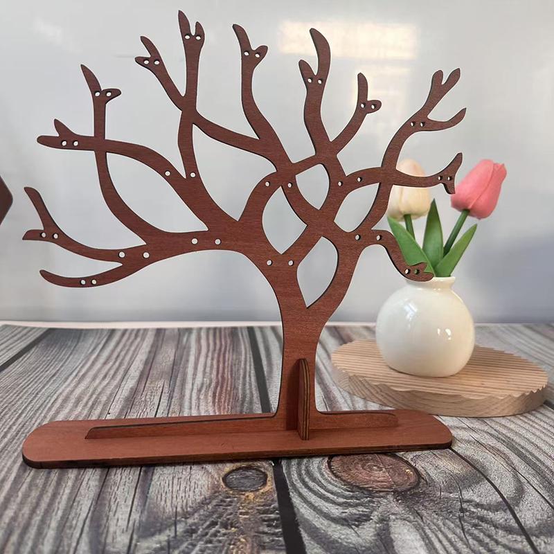 Stojan na šperky Dřevěný strom Věžový stojan Závěsný organizér Na prsteny Náušnice Náhrdelník Náramek Vlasové doplňky