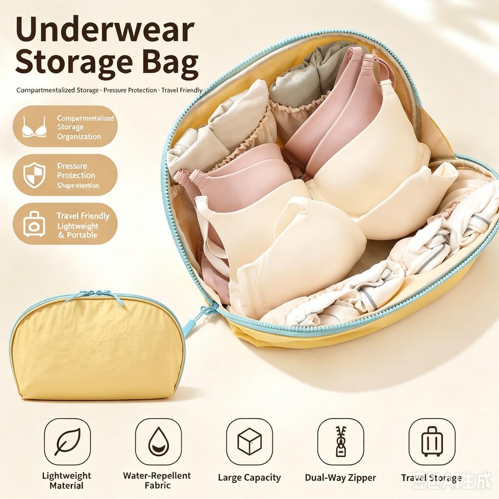 3 in 1 Travel Organizer Bag Portable Travel Underwear Storage Organizer Cosmetic Makeup Case Toiletry Bag for Women Home Storage Business Trip Gift