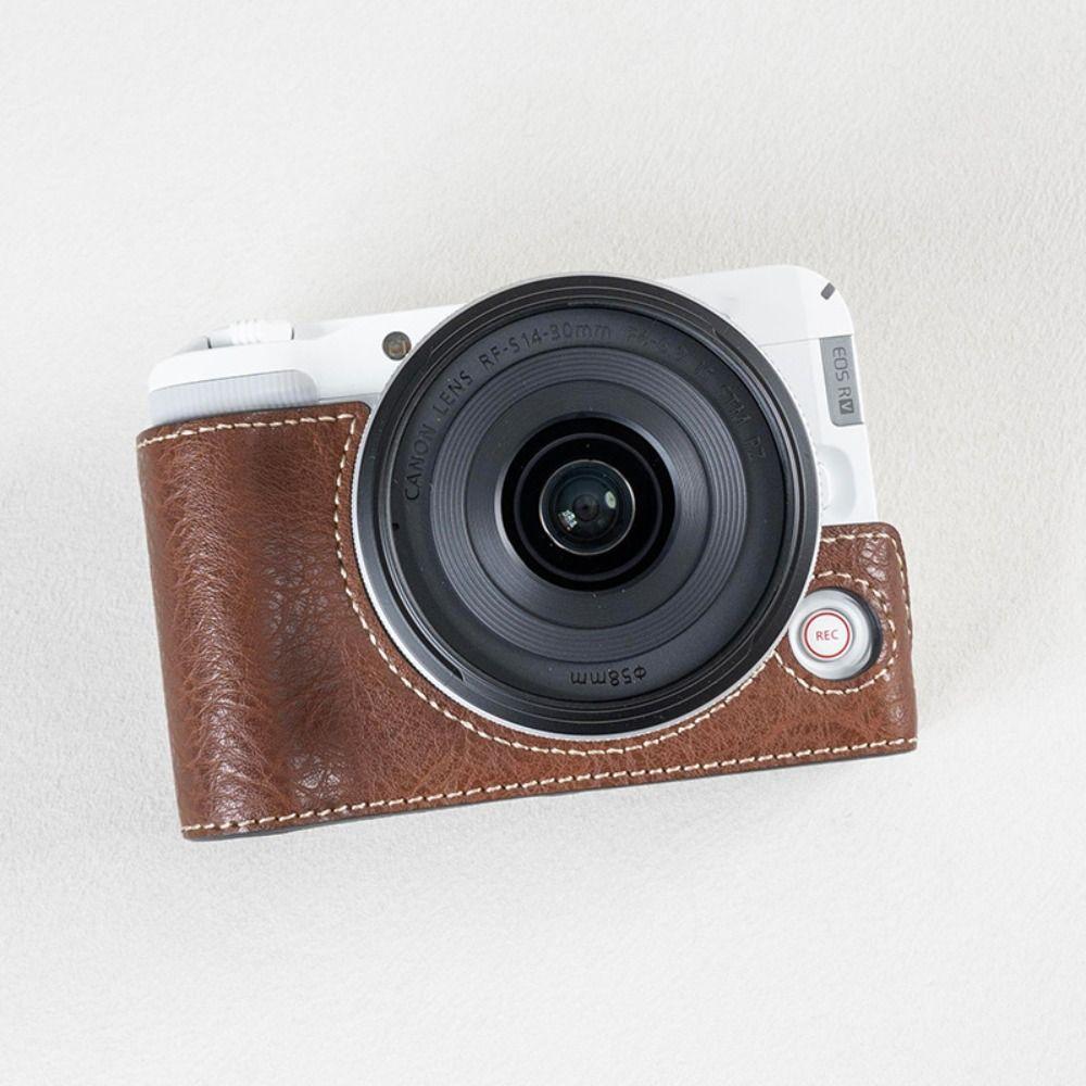 Kožená úložná taška Nárazuvzdorný ochranný kryt Retro fotografické pouzdro pro Canon EOS R50 V