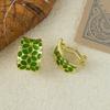 Super Fairy Green Texture Dripping Flower C-Shaped Earrings Fresh And Sweet Niche Earrings Light Luxury Premium Earrings
