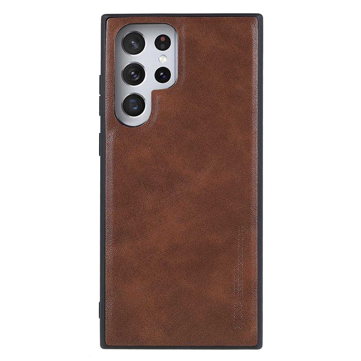 

X-LEVEL Bojue-3 Series For Samsung Galaxy S25 Ultra Case Leather Coated PC+TPU Phone Back Cover Brown