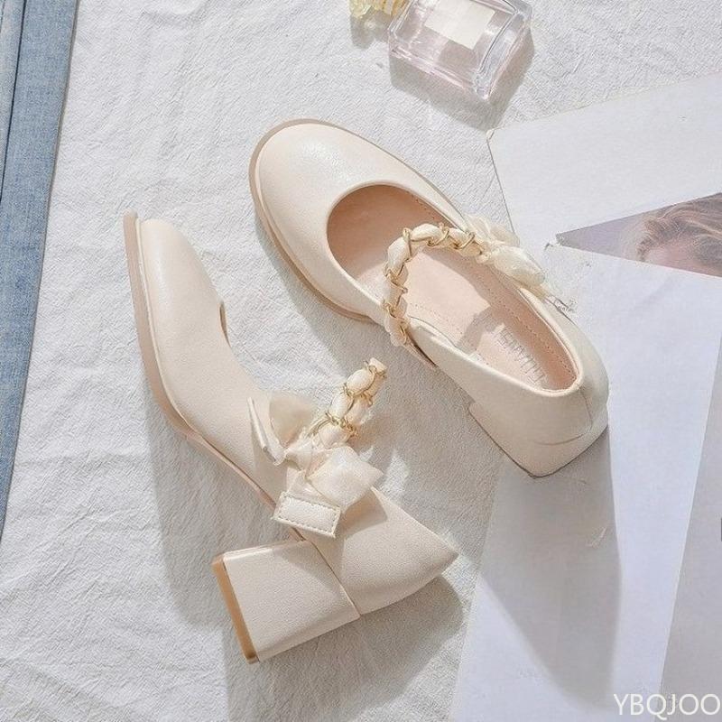 Women's High Heels Cute Square Spring New Style Versatile Elegant Simple Daily Comfortable Coarse Heels Women's Shoes