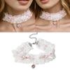 Double Layer Lace Bowknot Crystals Heart Necklace Alloy Adjustable Chain Jewelry Ideal for Romance Date
