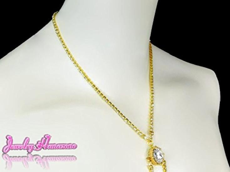 Hanazono Jewelry Owalny Zamknięty Naszyjnik na Sutek z Diamentową Alejką z Kryształem i Złotem, Akcesorium na Sutek, Pierścień na Sutek, Naszyjnik na Sutek, Dekolt,
