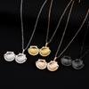Shell Style Photo Box Pendant Necklace with Cross Mirror Stainless Steel Polished Surface on Flat Chain