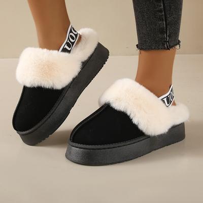 Slippers Women Winter 2024 New Fur Short Plush Warm Flats Slippers Platform Shoes Outdoor Leisure Slip-on Ladies Shoes