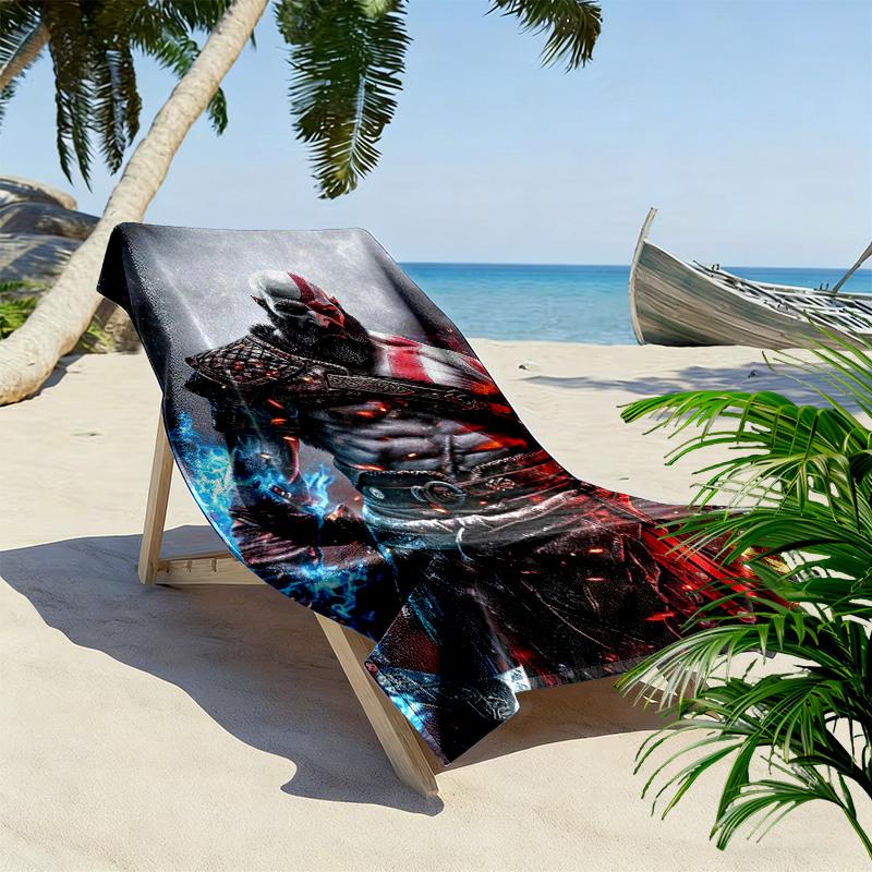 Kratos God Of War Print Beach Towel, Large Soft Quick Dry Towel for Beach Camping Swimming