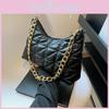 Stylish Soft Leather Diamond Embroidery Chain Bag Women's Bag 2023 Spring And Summer Trendy Urban Chic Single Shoulder Crossbody Underarm Bag Black