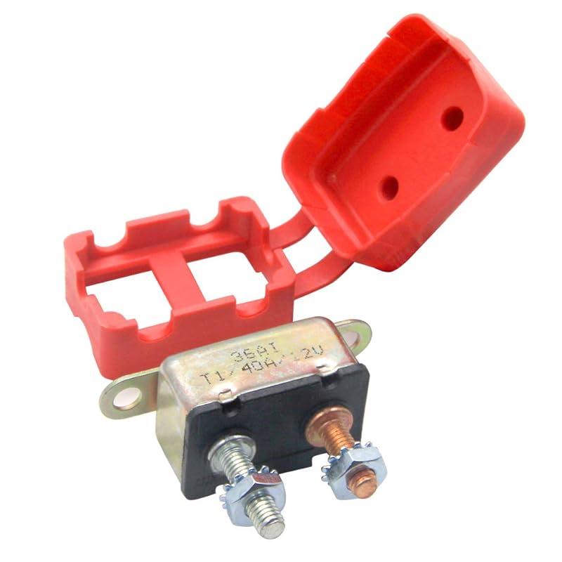 12V 50A Circuit Breaker Automatic Reset For Automotive RV Marine Boat With Protective Red Boot Cover