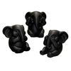 Matte Black Elephant Statues 3Pcs Elephants Figurine, 3D Printed No See Hear Speak Modern Desktop Ornaments Statues, Minimalist for Office Bedroom