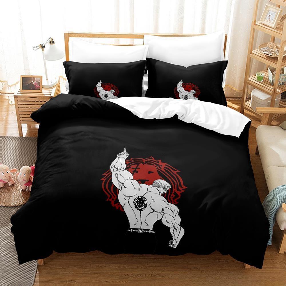 3D Anime Escanor The Seven Deadly Sins Bedding Set Single Twin Full Queen King Size Bed Set Adult Kid Bedroom Duvetcover Sets