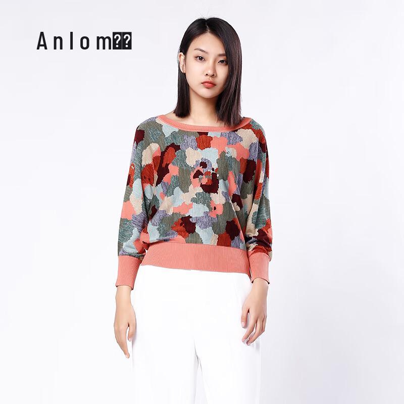 Anlom Women's Color Block Linen Silk Blend Long Sleeve Pullover