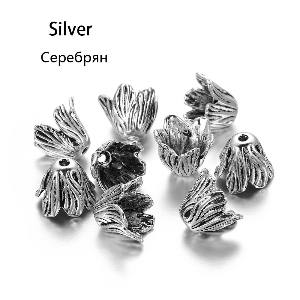 2Pcs Alloy Hollow Flower Beads Caps Various Shapes End Caps Connectors For DIY Earring Jewelry Making Accessroies Supplies