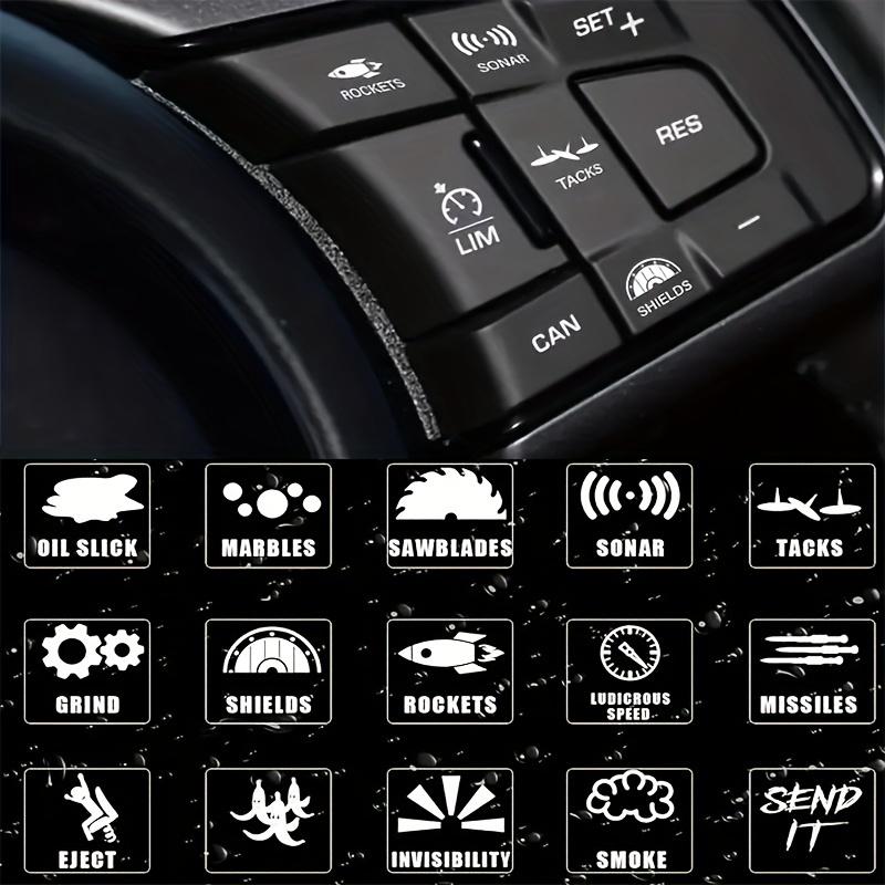 1pc Vinyl Car Decal Switch Labels, Novelty Unused Button Stickers, Self-Adhesive Auto Interior Decals with Alphabet Print, Single Use, Irregular Shape