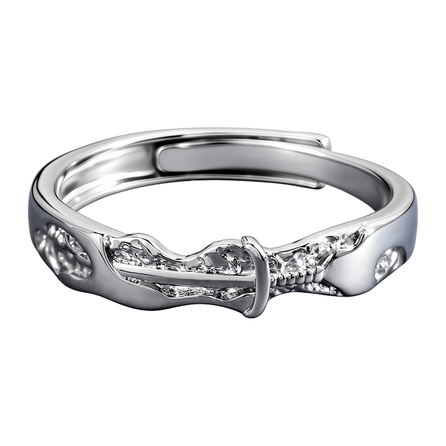 Eco-friendly Adjustable Copper Knight  Princess Couple Rings - Niche Retro Jewelry Adjustable Open Size