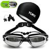 Yuke Myopia Anti-Fog High-Definition Electroplated Swimming Goggles & Swim Cap for Men and Women