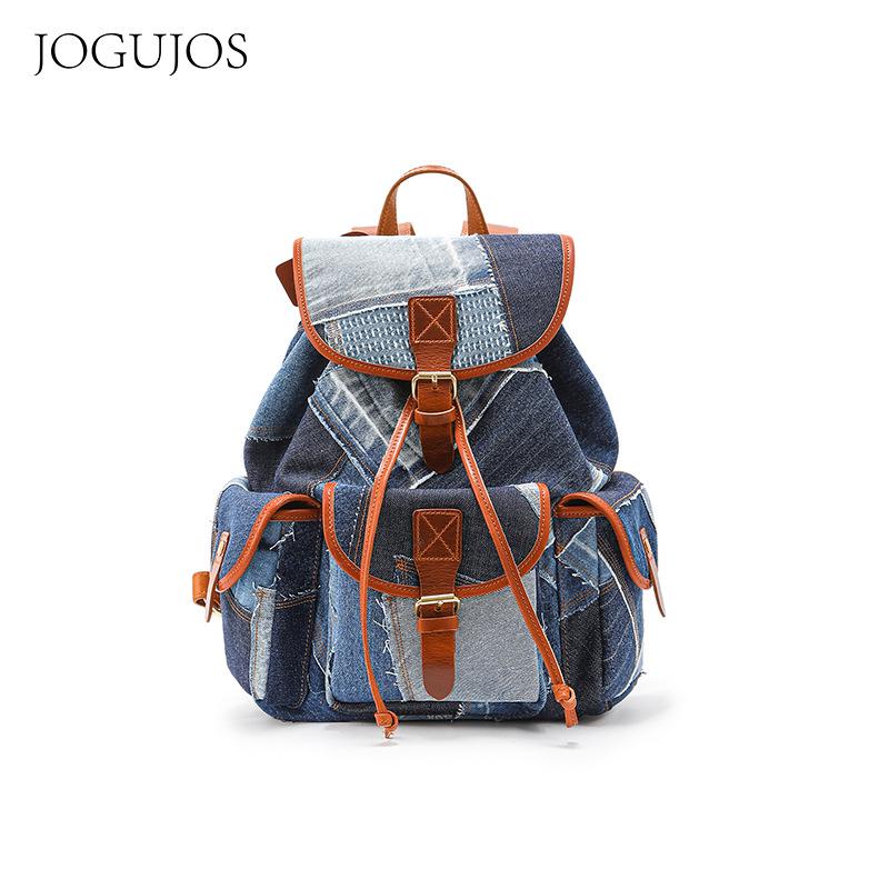 

JOGUJOS Women s Denim Backpack with Leather Flap - Casual Style