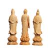 Cliff Cypress and Boxwood Carving San Sheng Guan Yin Bodhisattva Home Living Room Desktop Decoration Handicraft Holiday Gifts