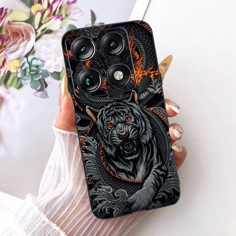 For Motorola Signature Cool Dragon Tiger Pattern Phone Case For Motorola Signature XT2603-2 Black Silicone Soft Covers Bumpers