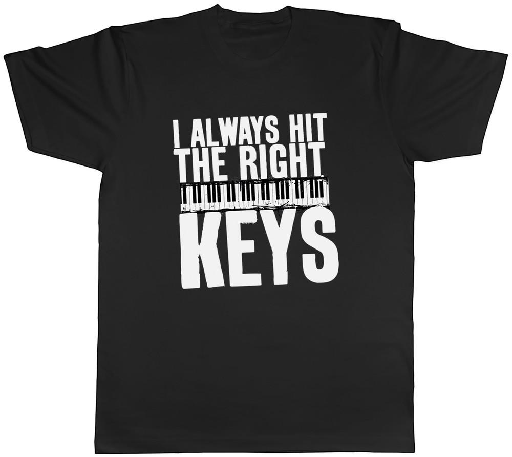 I Always Hit the Right Keys Piano Lover Mens T-Shirt Tee Gift Top M
