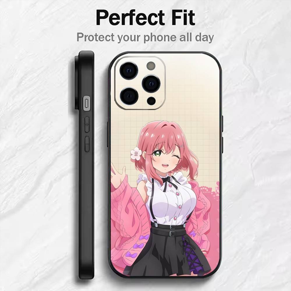 The 100 Girlfriends Hakari Anime Role Phone Case For iPhone17,16,15,14,13,12 Plus,Max Soft Silicone Black Cover