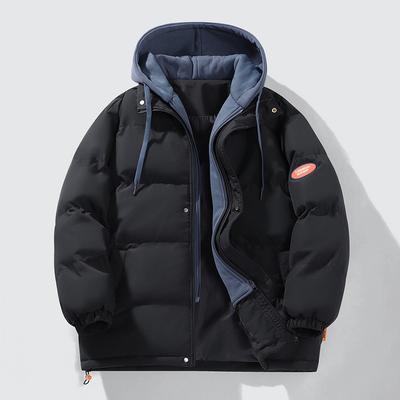 Novas roupas acolchoadas de algodão para homens e mulheres no outono e inverno, casacos de inverno de duas peças falsas, roupas acolchoadas de algodão masculinas, roupas acolchoadas de algodão populares