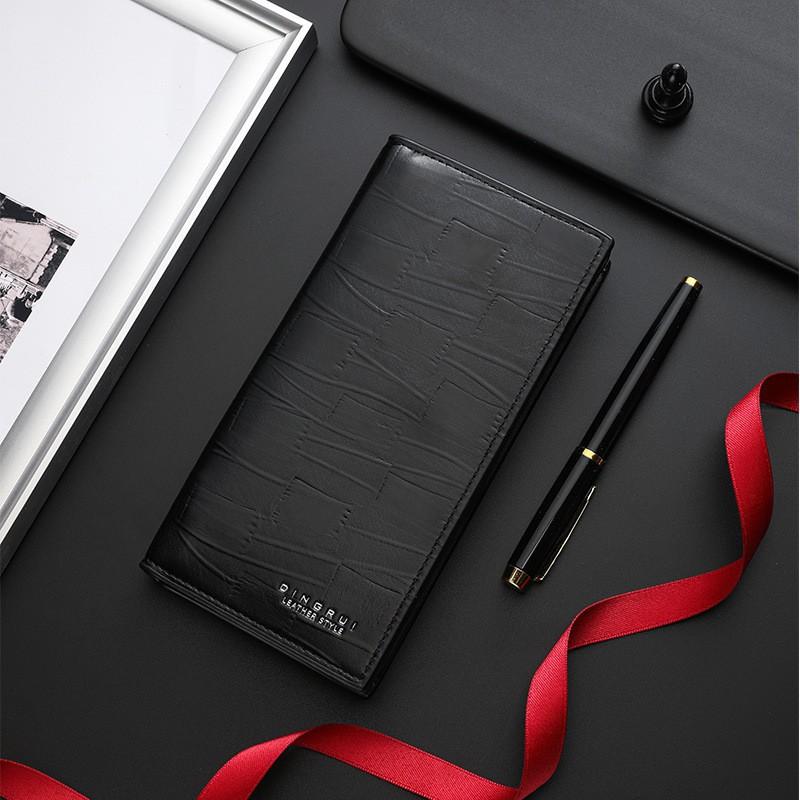 New Fashion Business Men's Wallet Medium To Long Vintage Embossed Large Capacity Handbag Change Card Bag Mobile Phone