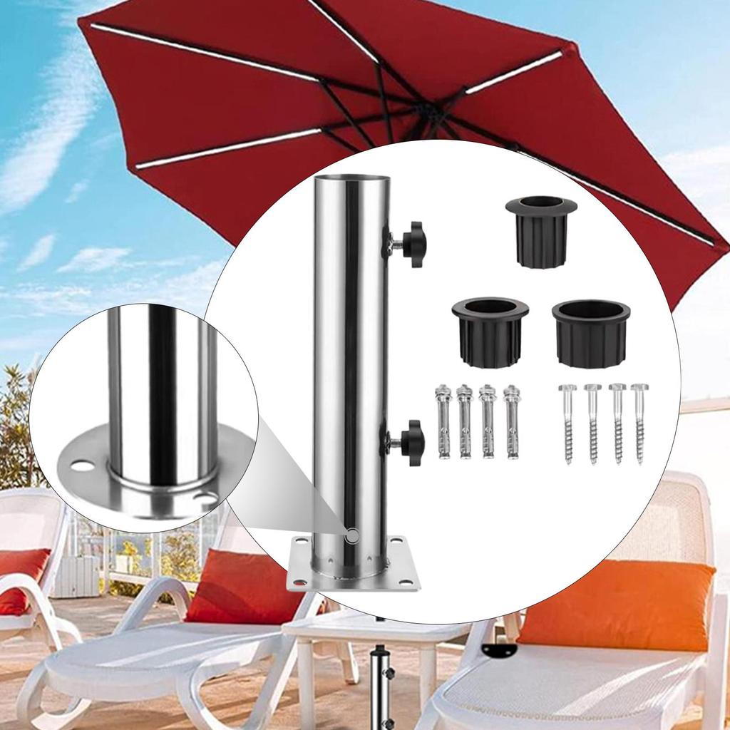 Patio Umbrella Stand Base Pole Holder Easy to Install Deck Umbrella Mount Holder Bracket for Outside Lawn Balcony Yard Garden