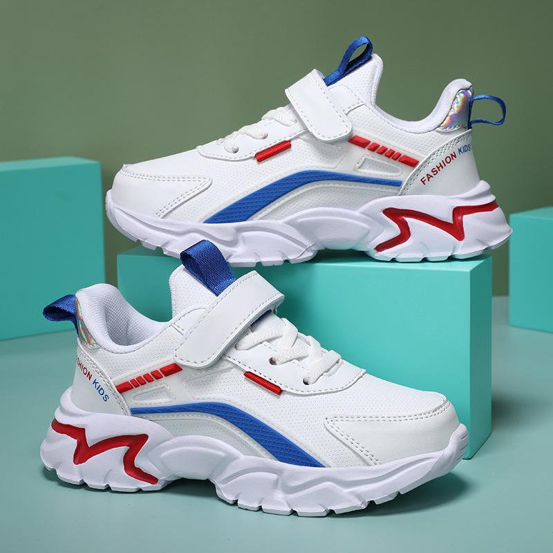 Children's shoes New girls breathable hollow mesh running shoes Boys double mesh leather children's lightweight casual sports shoes
