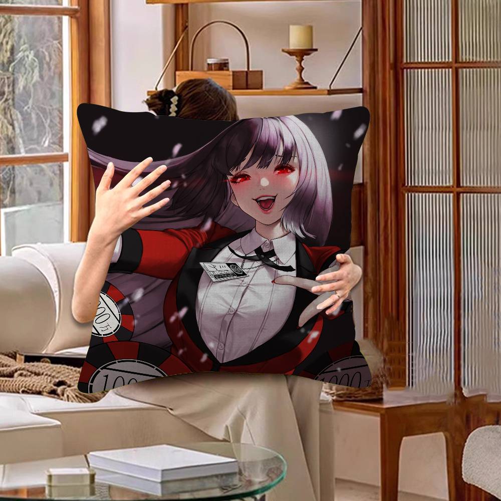 Japanese Manga KKakegurui Pillow Cover For Bedroom Room And Living Room Sofa Decorative Cushion Cover