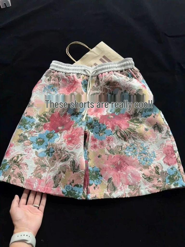 Men's Retro Floral Tie-Dye Mid-Length Summer Beach Shorts