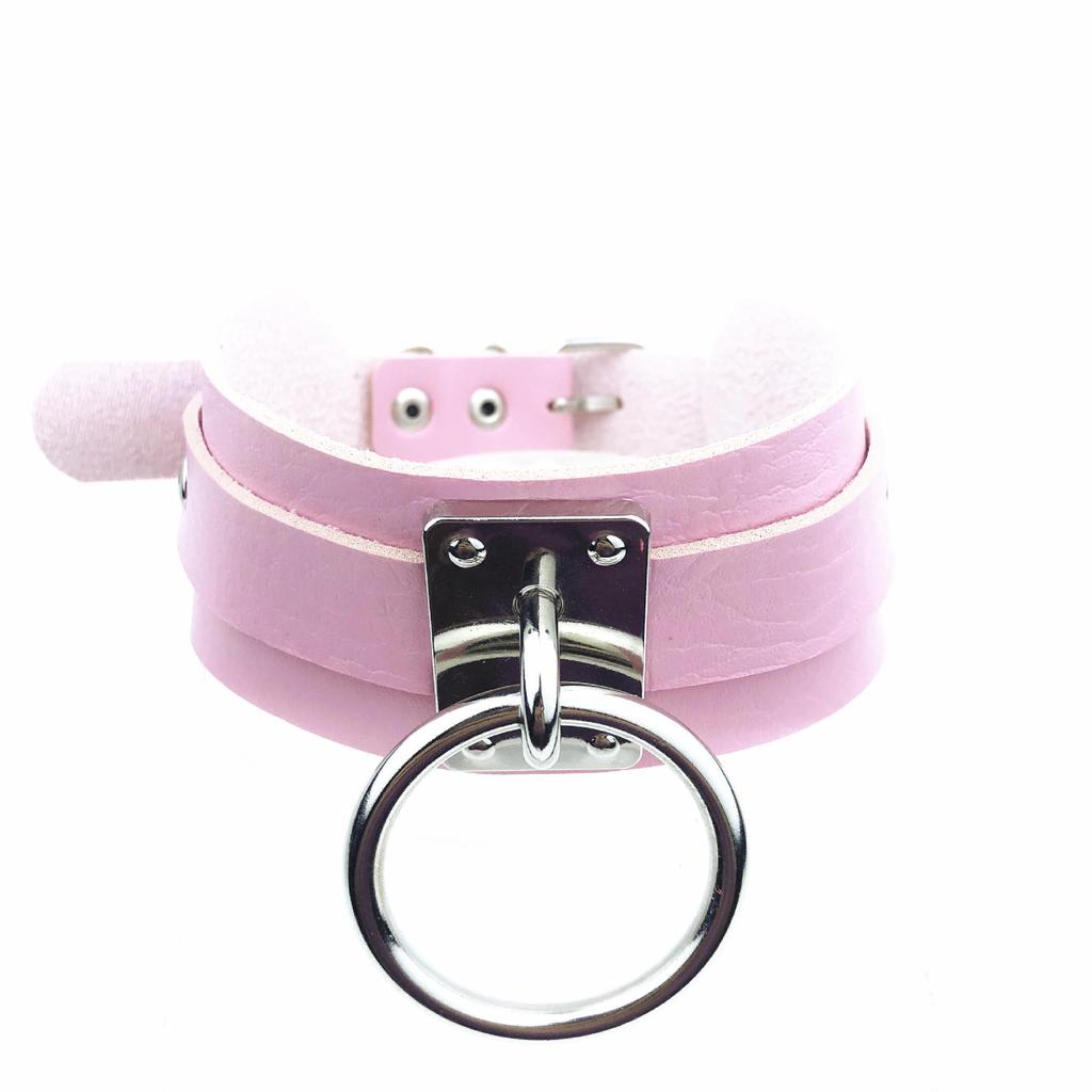 European & American Harajuku PU Leather O-Ring Choker Necklace - Street Style Nightclub Jewelry