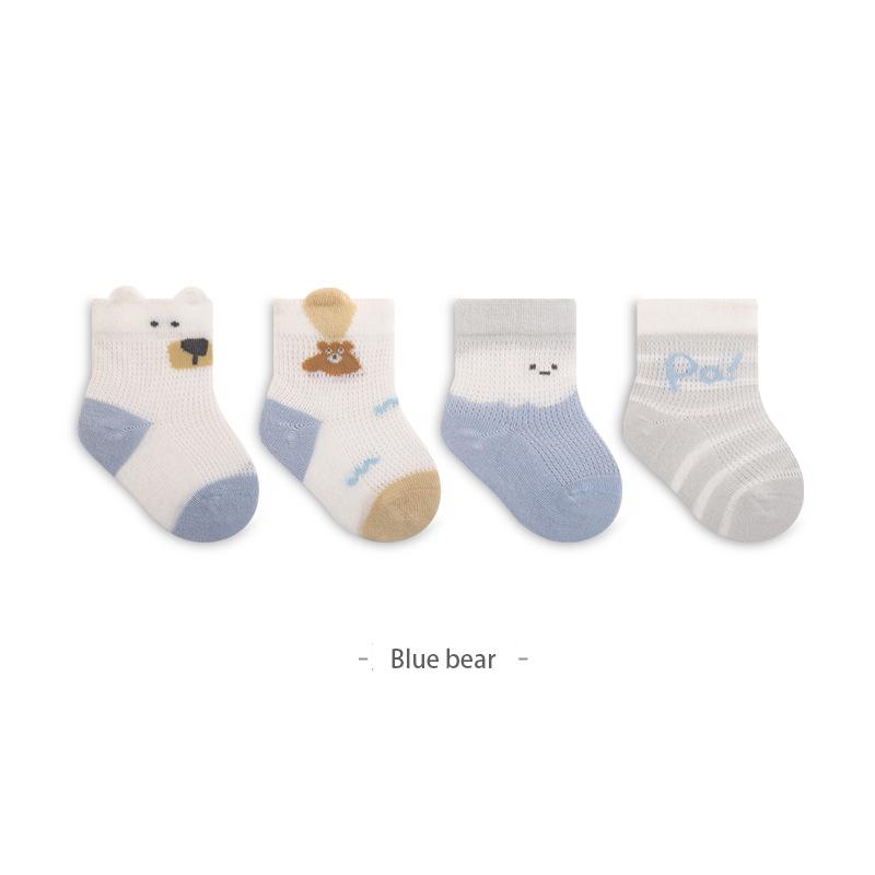 4 Paare/Lot Sommer Babysocken Dünnes Netz Atmungsaktiv Kinder Socken Cartoon Weiche Baumwolle Neugeborenen Socken Für Mädchen Und Jungen