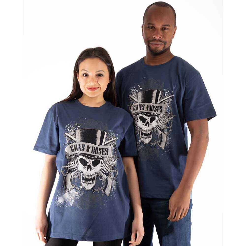 Guns N  Roses Faded Skull T-Shirt Blue New Unisex T-Shirt XXXXL