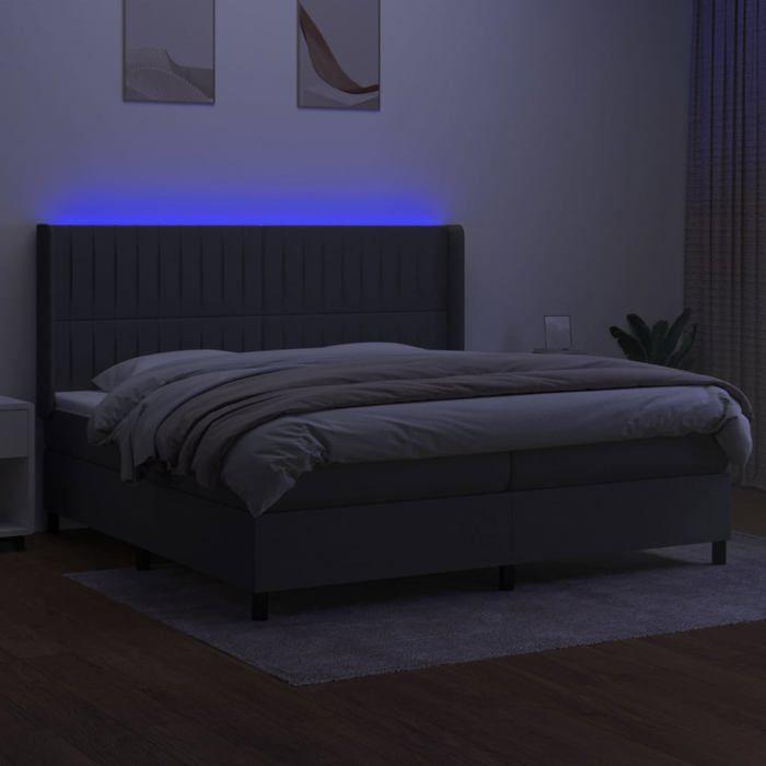 VidaXL Slat Bed Base with Mattress and LED, Upholstered Bed with Headboard, Double Bed, Adult Bedroom Bed, 3138502