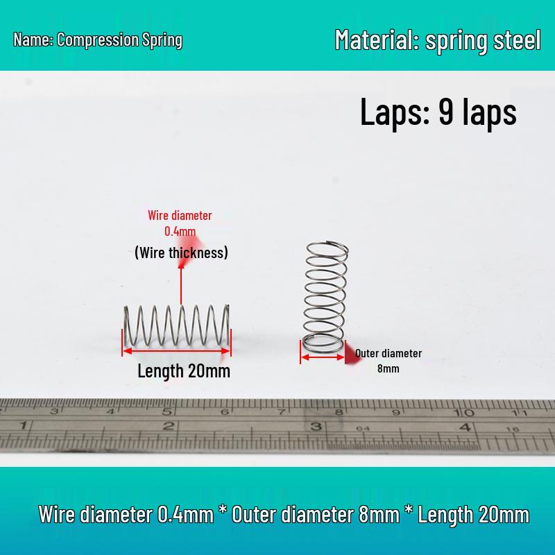 Small Mechanical Compression Spring: 0.4mm Wire, 2-8mm Outer Diameter