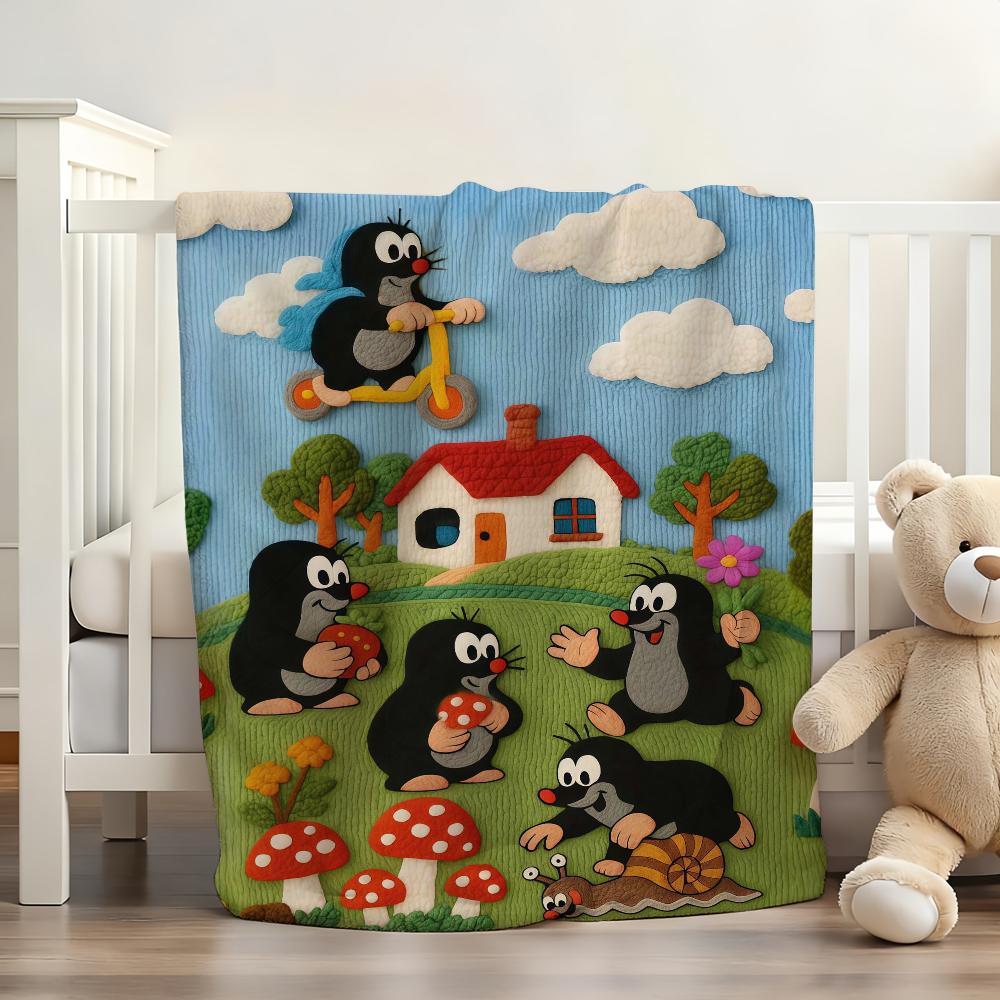 Cartoon Cute The Little Mole Blanket For Sofa Office Bed Plane Travel Sleep Read Relax Camping Soft And Warm