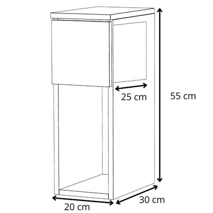 Narrow Bedside Cabinet 20Cm Grey White Bedside Table For Bedroom Nakastlik Loft