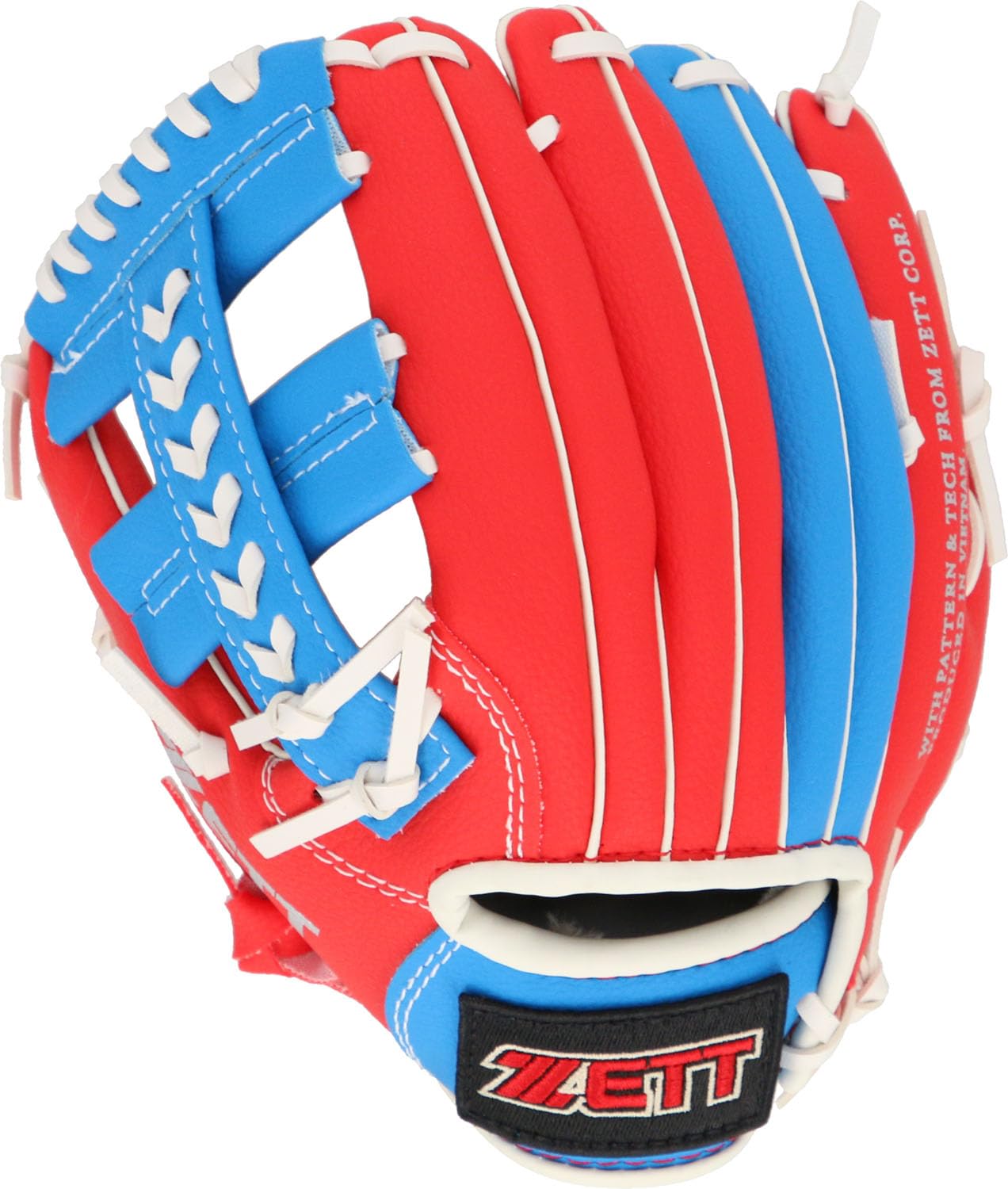 

ZETT Catch Ball with Shock Absorbing preschoolers and early elementary school Red x Ocean BDG2202VA Glove, Beginner s, Pads, 9-inch (for students),