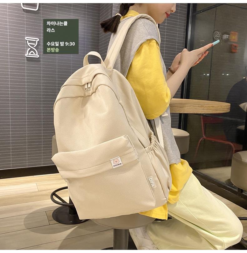 Schoolbag sweet soft sister solid color large capacity student schoolbag 1011 autumn new female college students ins light casual double