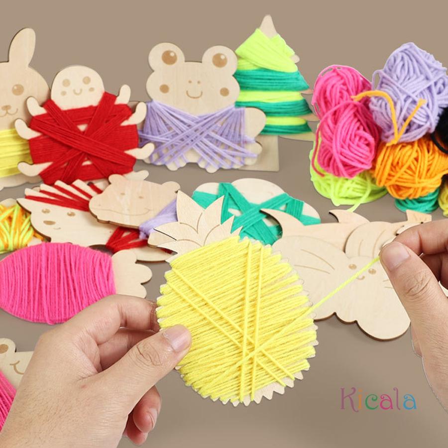 Lern-Holz-Schnürbrett Montessori Fädelsspielzeug DIY Garnweberei Bastelset Feinmotorik Spielzeug Kindergeschenk