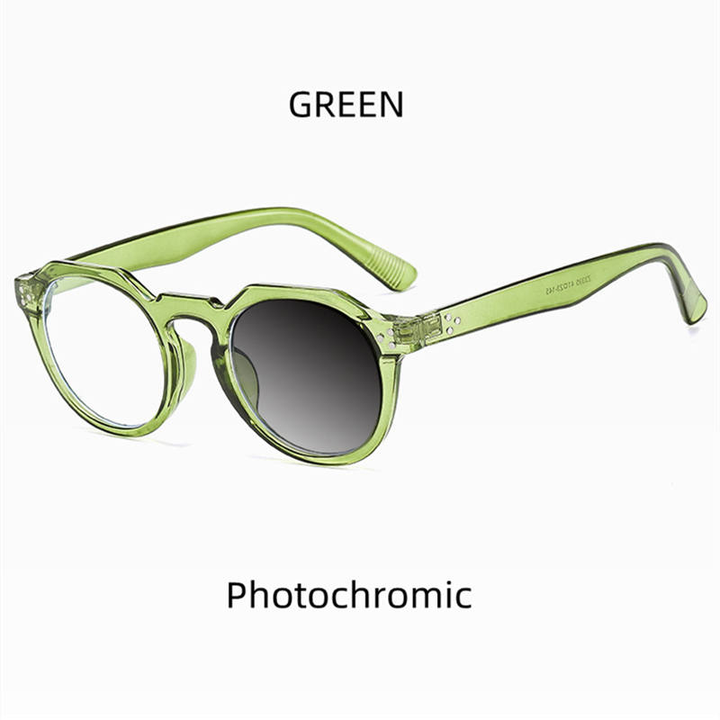 Photochromic Anti Blue Light Reading Glasses For Men And Woman High-Quality Retro Fashionable Rivet Design Presbyopic Eyeglasses