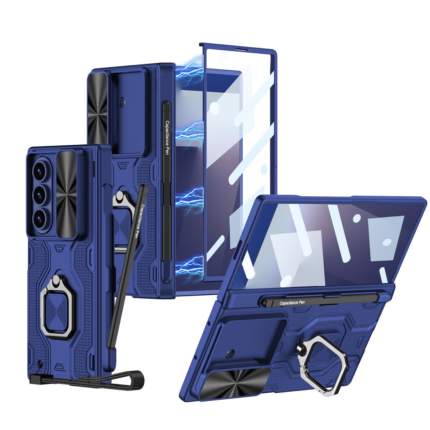 

Suitable for Samsung ZFold7 Mobile Phone Case Sleeve Push Window Lens Ring Bracket Pen Slot Protective Cover Diamond Magnetic Adsorption Pen SM-Fold7