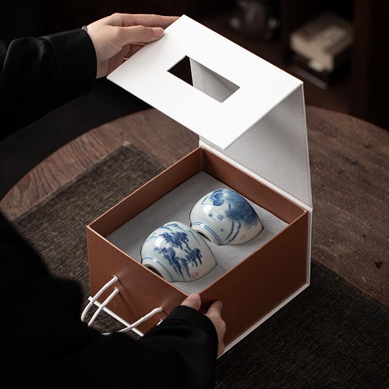 Su-Style Hand-Painted Lotus Mountain Kung Fu Tea Cup Set