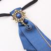 Retro College-Style Gemstone Streamer with Metal Chain - Unisex, No-Tie Design (TS365)