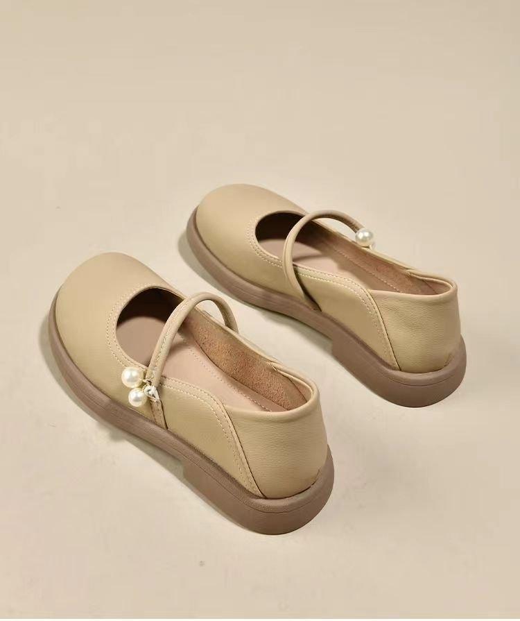 Coarse heel small leather shoes women's spring Mary Jane women's shoes 2025 new low heel beanie shoes with skirt loafers