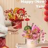 DIY home decoration model building blocks, lucky cat, bouquet toy assembly building block models, New Year's and Christmas gifts