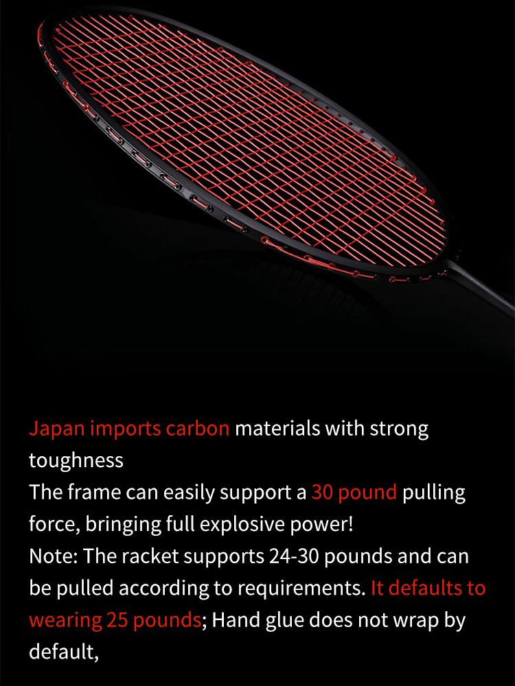 21-30 LBS Badminton Racket Carbon Fiber Man Woman Adult High Elasticity Durable Major Attack Racket Defense Competition Level