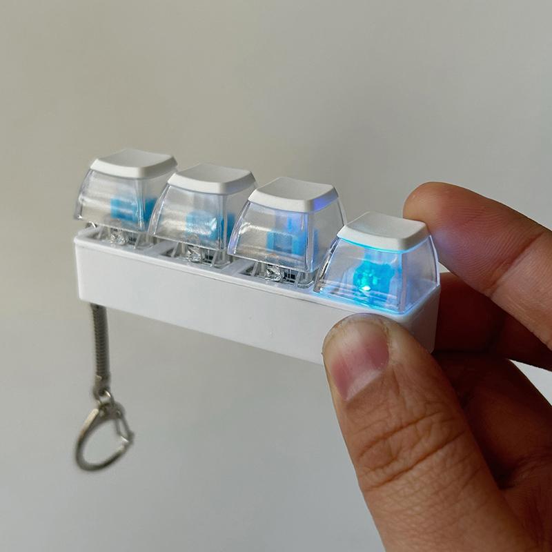 Diy Keyboard Fidget Keychain Keys Button Relief Stress Clicker Toy Keycap 9Keys Emit Light Finger Keyboard Cap Adult