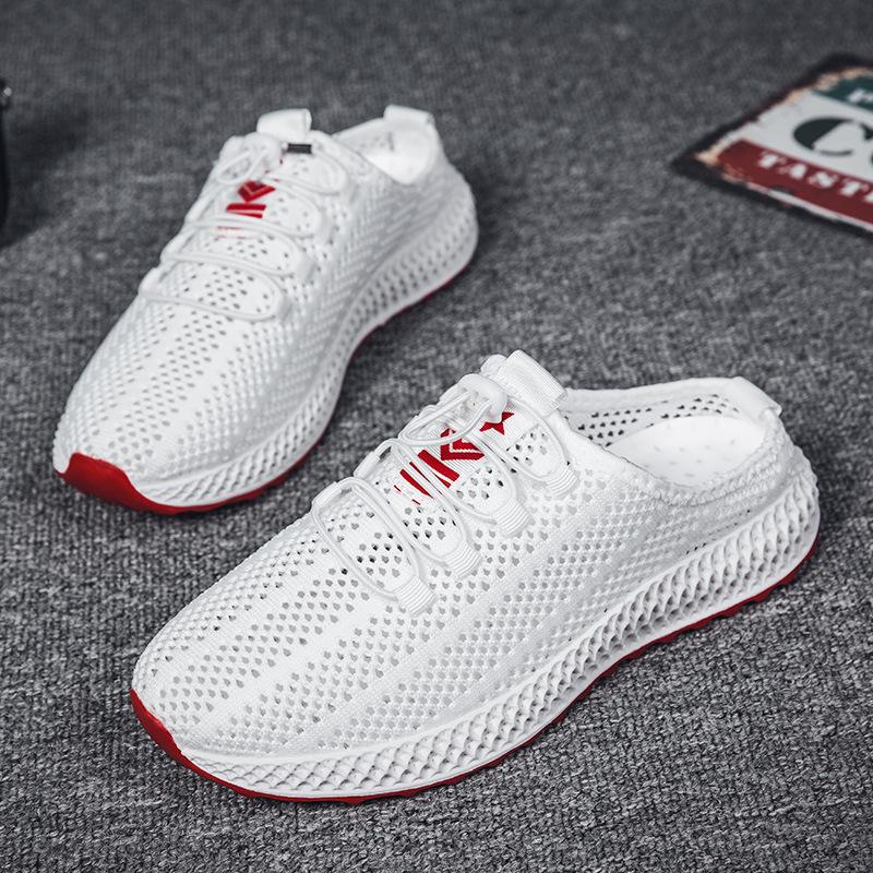2022 летняя модная мужская обувь без шнуровки с дышащей сеткой повседневная прогулочная обувь 39 белый 1980₽